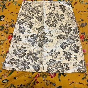 J. Crew Grey and Cream Floral A-Line Skirt